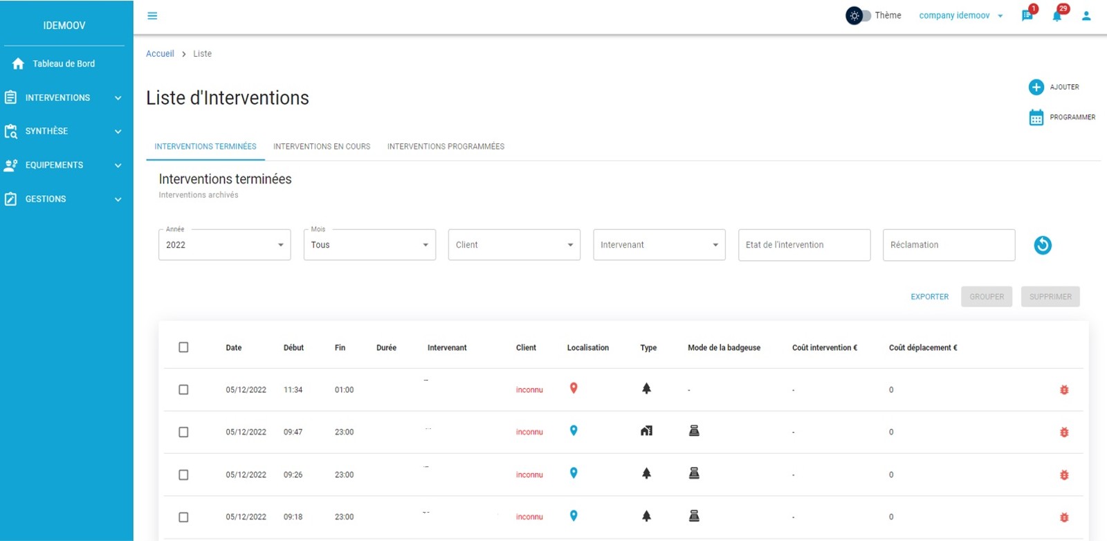 Développement d'une plateforme web dédiée à la gestion des salariés et des intervenants - capture 2