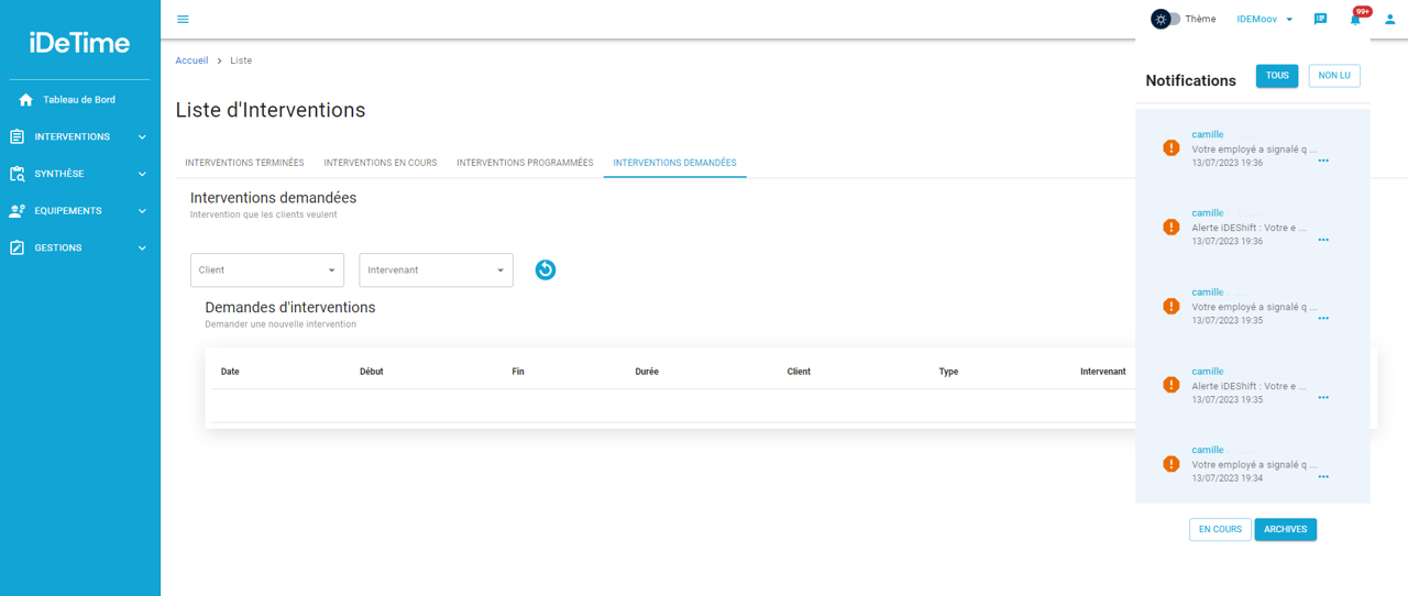 Développement d'une plateforme web dédiée à la gestion des salariés et des intervenants - capture 3